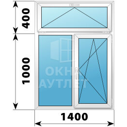 Двухстворчатое пластиковое окно с откидной фрамугой 1000×1400 Г-ПО ОА-38641