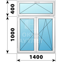 Двухстворчатое пластиковое окно с откидной фрамугой 1000×1400 П-ПО ОА-40246