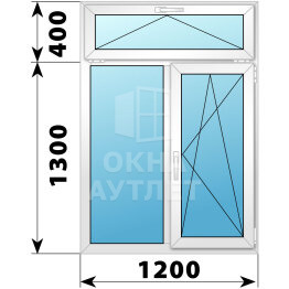 Двухстворчатое пластиковое окно с откидной фрамугой 1200×1700 Г-ПО ОА-39094