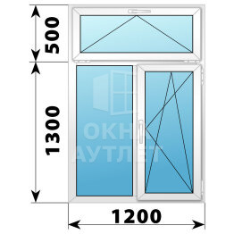 Двухстворчатое пластиковое окно с откидной фрамугой 1200×1800 Г-ПО ОА-38509