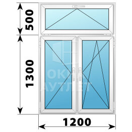 Двухстворчатое пластиковое окно с откидной фрамугой 1200×1800 П-ПО ОА-40585