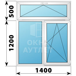 Двухстворчатое пластиковое окно с откидной фрамугой 1400×1700 Г-ПО ОА-40531