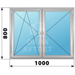Двухстворчатое поворотно-откидное алюминиевое окно ПО-П 1000×800 ОА-33996