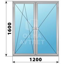 Двухстворчатое поворотно-откидное алюминиевое окно ПО-П 1200×1600 ОА-34196