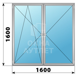 Двухстворчатое поворотно-откидное алюминиевое окно ПО-П 1600×1600 ОА-34517
