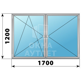 Двухстворчатое поворотно-откидное алюминиевое окно ПО-П 1700×1200 ОА-34421