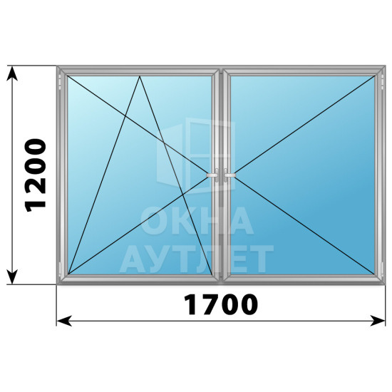 Двухстворчатое поворотно-откидное алюминиевое окно ПО-П 1700×1200 ОА-34421