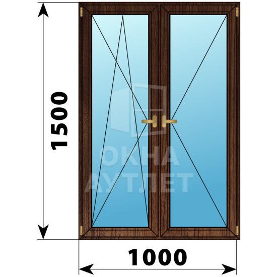 Двухстворчатое деревянное окно из дуба ПО-П 1000×1500 ОА-37376