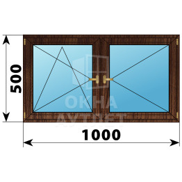 Двухстворчатое деревянное окно из дуба ПО-П 1000×500 ОА-35294