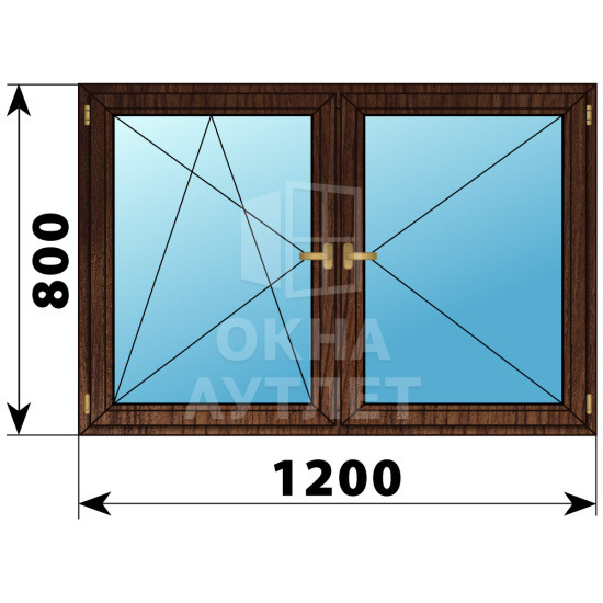 Двухстворчатое деревянное окно из дуба ПО-П 1200×800 ОА-36521