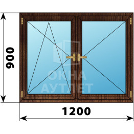 Двухстворчатое деревянное окно из дуба ПО-П 1200×900 ОА-36758