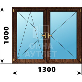 Двухстворчатое деревянное окно из дуба ПО-П 1300×1000 ОА-37118