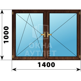 Двухстворчатое деревянное окно из дуба ПО-П 1400×1000 ОА-37253