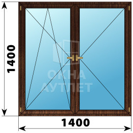 Двухстворчатое деревянное окно из дуба ПО-П 1400×1400 ОА-37709