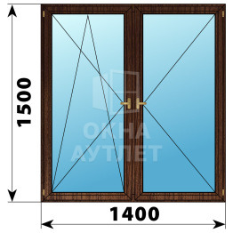 Двухстворчатое деревянное окно из дуба ПО-П 1400×1500 ОА-37796