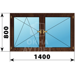 Двухстворчатое деревянное окно из дуба ПО-П 1400×800 ОА-36839