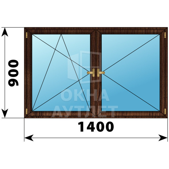 Двухстворчатое деревянное окно из дуба ПО-П 1400×900 ОА-37061
