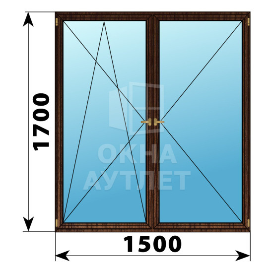 Двухстворчатое деревянное окно из дуба ПО-П 1500×1700 ОА-37895