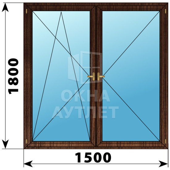 Двухстворчатое деревянное окно из дуба ПО-П 1500×1800 ОА-37907