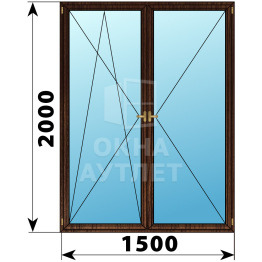 Двухстворчатое деревянное окно из дуба ПО-П 1500×2000 ОА-37937