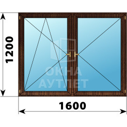 Двухстворчатое деревянное окно из дуба ПО-П 1600×1200 ОА-37691