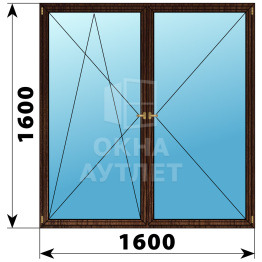 Двухстворчатое деревянное окно из дуба ПО-П 1600×1600 ОА-37898
