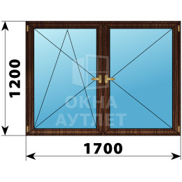 Двухстворчатое деревянное окно из дуба ПО-П 1700×1200 ОА-37757