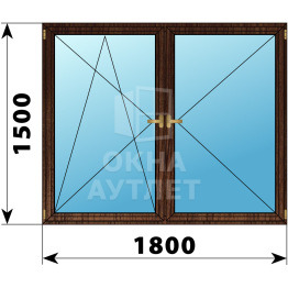 Двухстворчатое деревянное окно из дуба ПО-П 1800×1500 ОА-37910