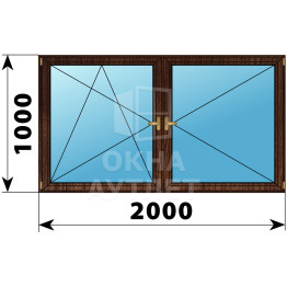 Двухстворчатое деревянное окно из дуба ПО-П 2000×1000 ОА-37733