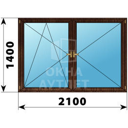 Двухстворчатое деревянное окно из дуба ПО-П 2100×1400 ОА-37928
