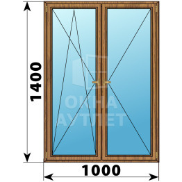 Двухстворчатое деревянное окно из лиственницы ПО-П 1000×1400 ОА-36551