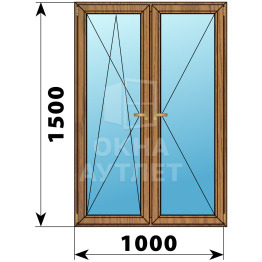 Двухстворчатое деревянное окно из лиственницы ПО-П 1000×1500 ОА-36695