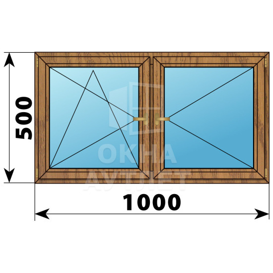 Двухстворчатое деревянное окно из лиственницы ПО-П 1000×500 ОА-34898