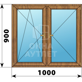 Двухстворчатое деревянное окно из лиственницы ПО-П 1000×900 ОА-35654