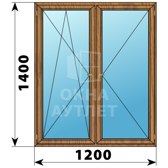 Двухстворчатое деревянное окно из лиственницы ПО-П 1200×1400 ОА-36932