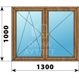 Двухстворчатое деревянное окно из лиственницы ПО-П 1300×1000 ОА-36404