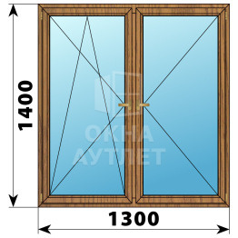 Двухстворчатое деревянное окно из лиственницы ПО-П 1300×1400 ОА-37097