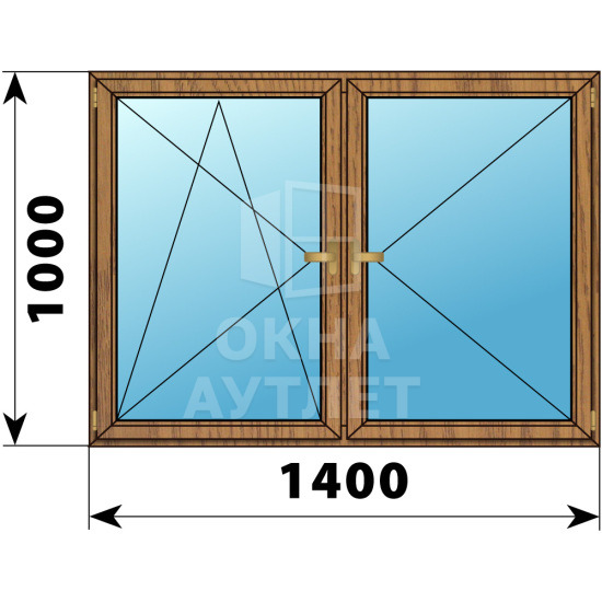 Двухстворчатое деревянное окно из лиственницы ПО-П 1400×1000 ОА-36554