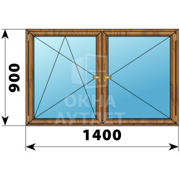 Двухстворчатое деревянное окно из лиственницы ПО-П 1400×900 ОА-36329