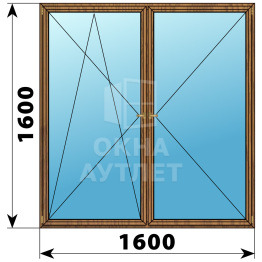 Двухстворчатое деревянное окно из лиственницы ПО-П 1600×1600 ОА-37616