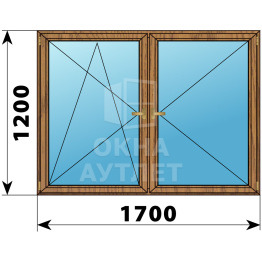 Двухстворчатое деревянное окно из лиственницы ПО-П 1700×1200 ОА-37277