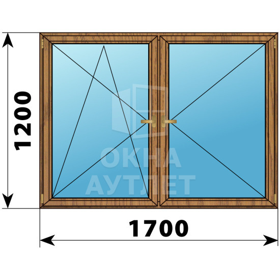 Двухстворчатое деревянное окно из лиственницы ПО-П 1700×1200 ОА-37277