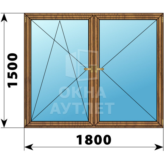 Двухстворчатое деревянное окно из лиственницы ПО-П 1800×1500 ОА-37670
