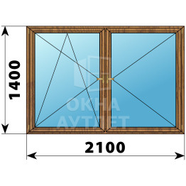 Двухстворчатое деревянное окно из лиственницы ПО-П 2100×1400 ОА-37772