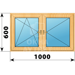 Двухстворчатое деревянное окно из сосны ПО-П 1000×600 ОА-34718