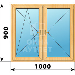 Двухстворчатое деревянное окно из сосны ПО-П 1000×900 ОА-34973