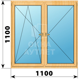 Двухстворчатое деревянное окно из сосны ПО-П 1100×1100 ОА-35324
