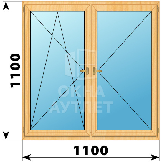 Двухстворчатое деревянное окно из сосны ПО-П 1100×1100 ОА-35324
