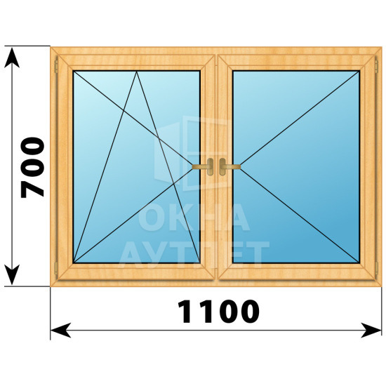 Двухстворчатое деревянное окно из сосны ПО-П 1100×700 ОА-34826