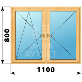 Двухстворчатое деревянное окно из сосны ПО-П 1100×800 ОА-34946